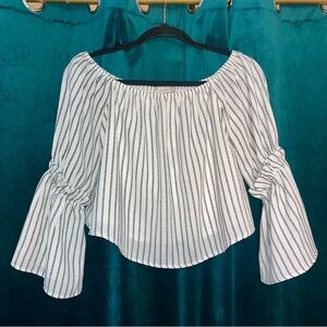 Altar’d State Black Striped Off-the-Shoulder Blouse - Size Small